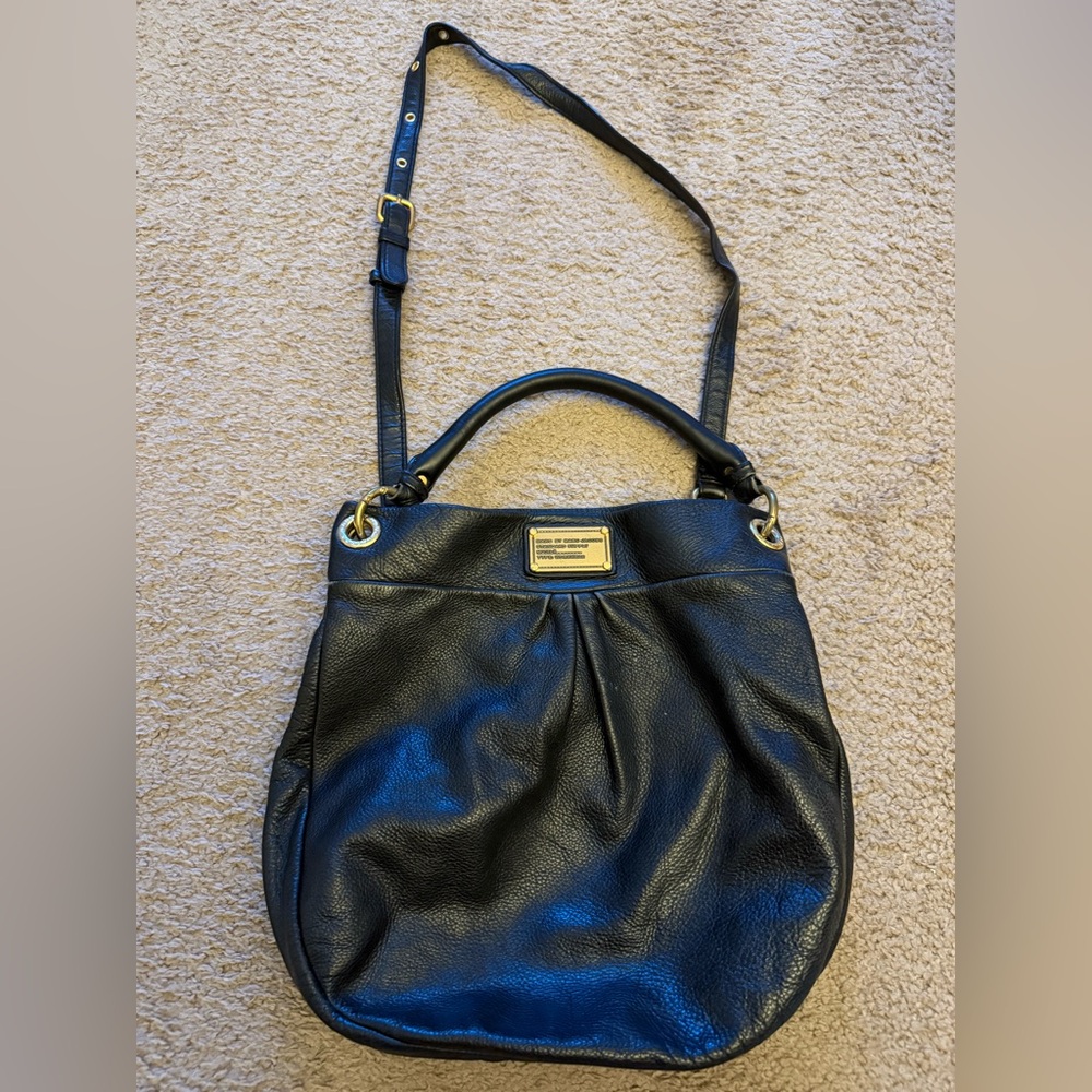 Marc by Marc Jacobs Classic Q Hillier Hobo Black Leather Crossbody Bag